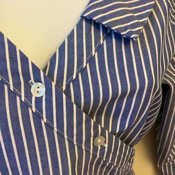 Lipslide unique wide-neck collared wrap button-up shirt size M - Picture 4 of 11